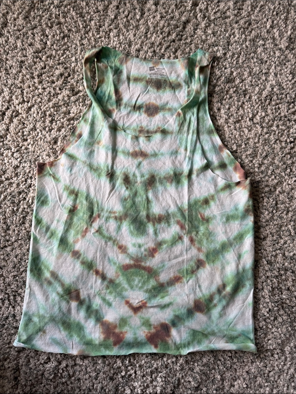 Hanes Tie-Dye Scoop Neck Tank Top - Green/Brown